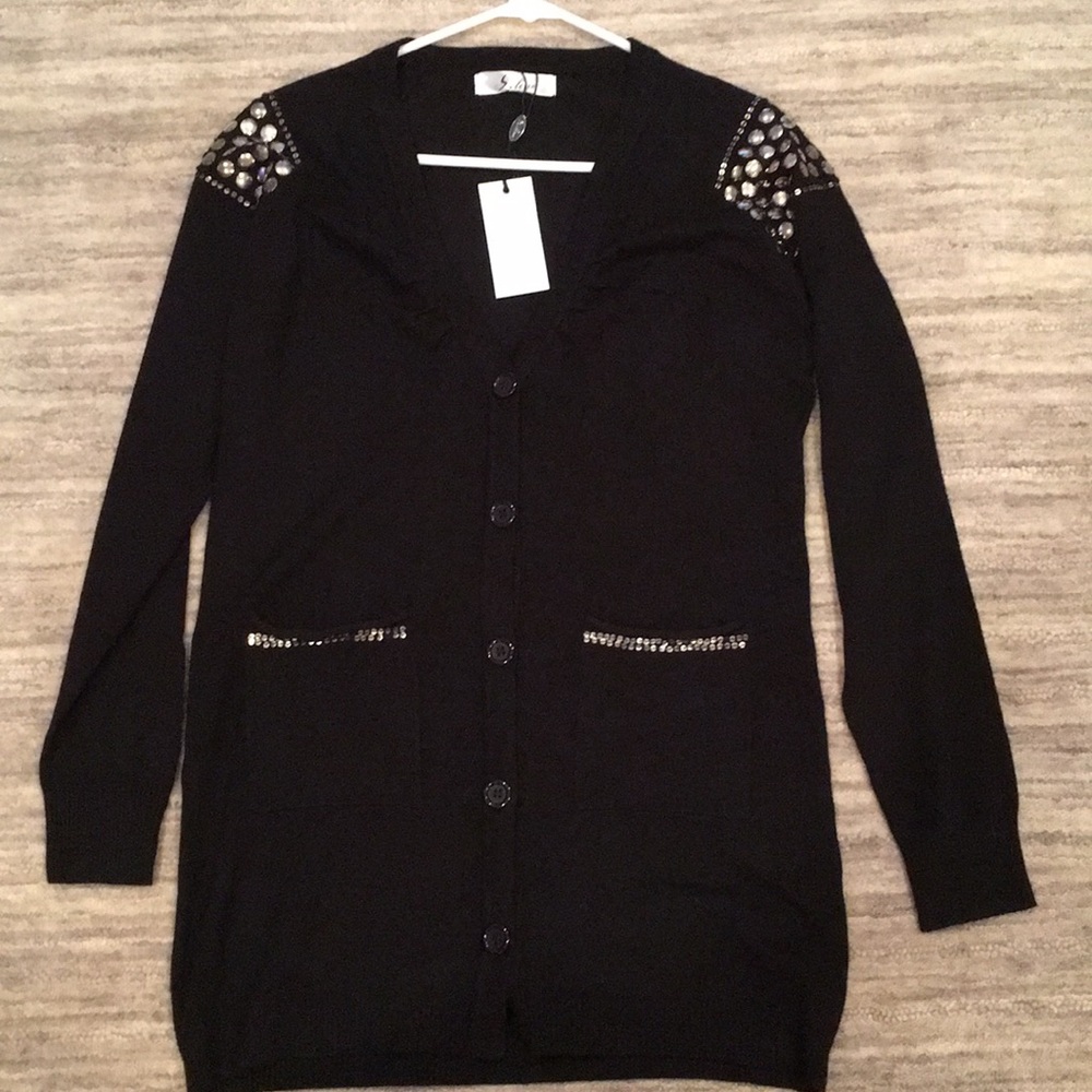 Black cardigan sweater
